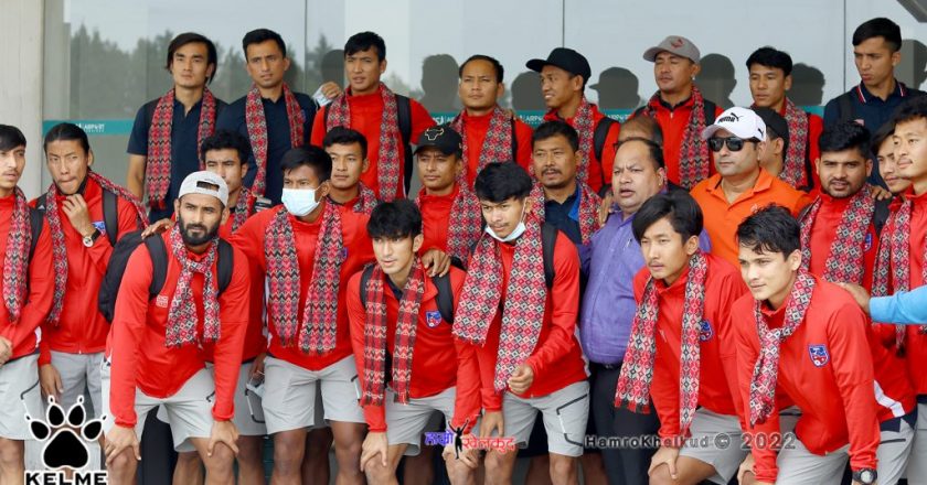 Nepal’s national football team returns home